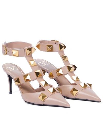 Valentino Garavani Roman Stud Leather Mules In 粉红色