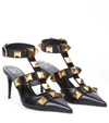 Valentino Roman Stud 80 Leather Ankle Strap Pump In 黑色