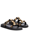 Valentino Roman Stud Leather Slides In 黑色