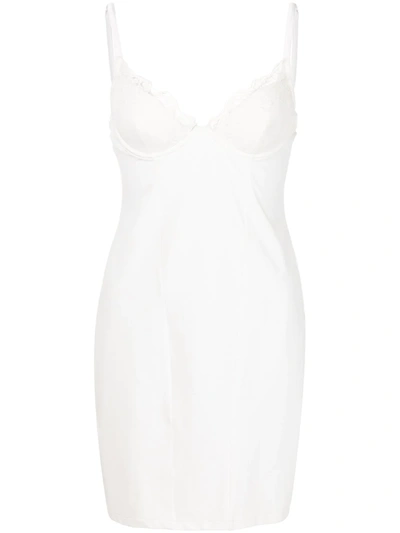 Fleur Du Mal Lace Trim Bodycon Slip Dress In White