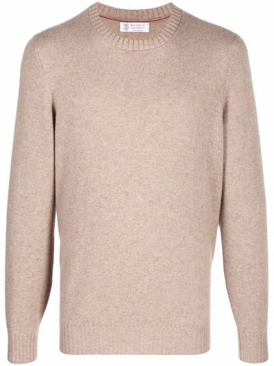 Brunello Cucinelli Crewneck Cashmere Jumper In Neutrals