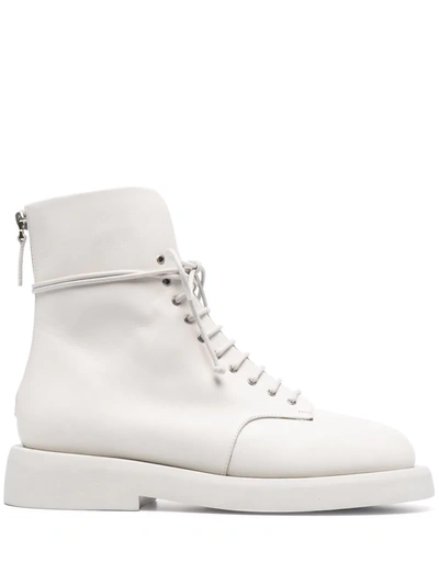 Marsèll Lace-up Leather Ankle Boots In White