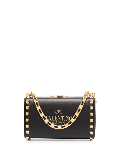 Valentino Garavani Black Rockstud Alcove Clutch Bag