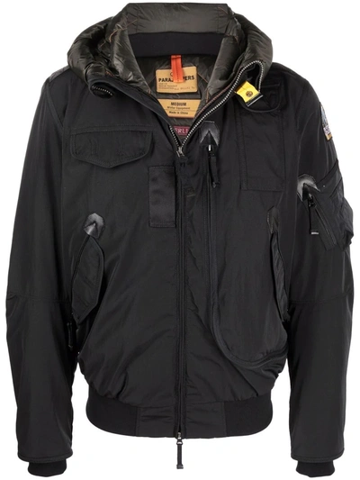 Parajumpers Logo-patch Hooded Down Jacket In Black