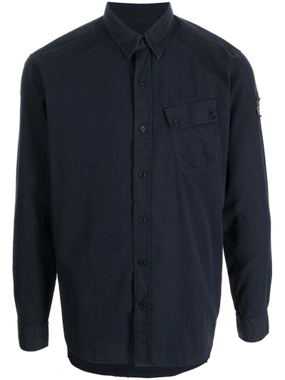 Belstaff Flap-pocket Cotton Shirt In Blue