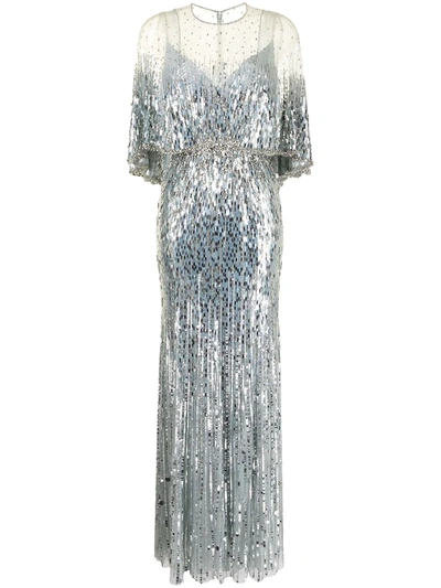Jenny Packham Crystal-embellished Tulle Gown In Blue