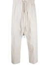 RICK OWENS CROPPED DROP-CROTCH TROUSERS