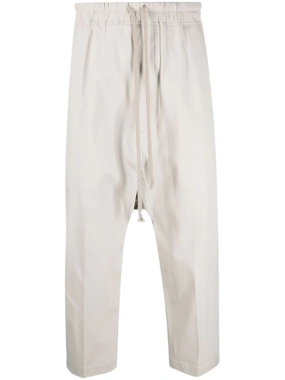 Rick Owens Cropped Drop-crotch Trousers In Grey