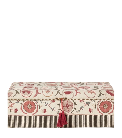 Oka Sheki Upholstered Ottoman - Charcoal/venetian Red
