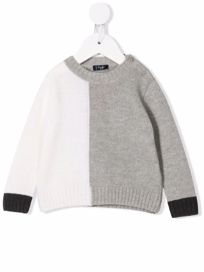 Il Gufo Babies' Colour-block Knit Jumper In Grey