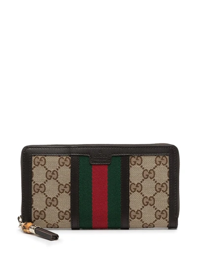 Gucci Ophidia Zip Around Wallet In Braun