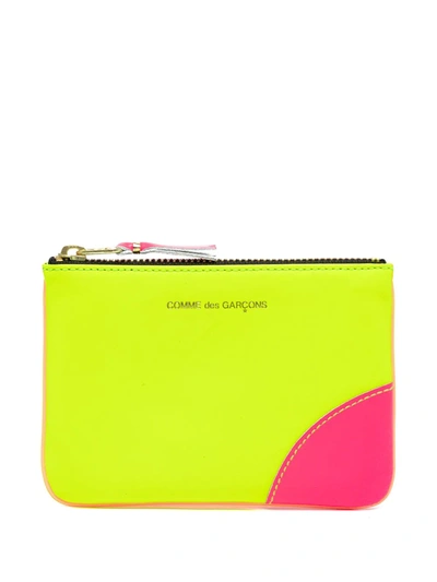 Comme Des Garçons Super Fluo Leather Pouch In Yellow/orange