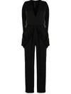 Elie Saab V-plunge Cape Jumpsuit In Black