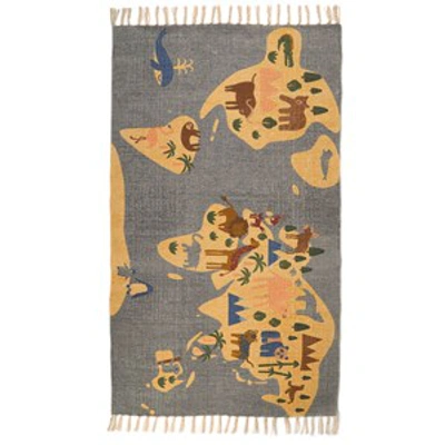 Jox World Map Rug In Grey