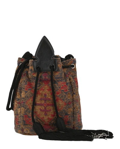 Saint Laurent Brocade Shoulder Bag In Saffron/red