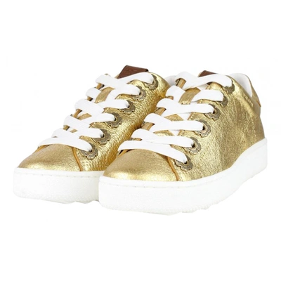 Pre-owned Coach Leather Trainers In Gold