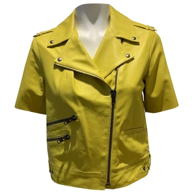 Pre-owned Mira Mikati Leather Jacket In Yellow