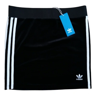 Pre-owned Adidas Originals Velvet Mini Skirt In Black