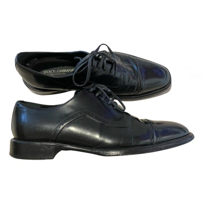 Pre-owned Dolce & Gabbana Patent Leather Lace Ups In Black