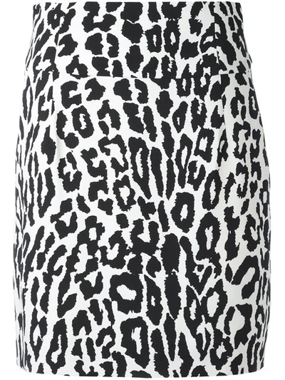 Alexandre Vauthier Leopard Printed Crepe Mini Skirt, Black/white In Ivory