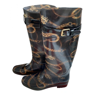 Pre-owned Polo Ralph Lauren Wellington Boots In Black