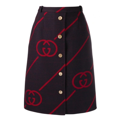 Pre-owned Gucci Wool Mid-length Skirt In Purple