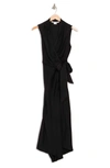 Veronica Beard Briony Wrap Sleeveless Midi Dress In Black