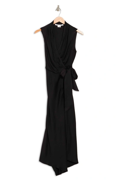 Veronica Beard Briony Wrap Sleeveless Midi Dress In Black