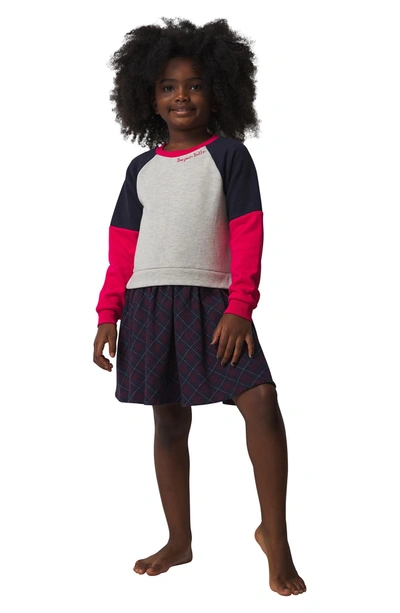 French Connection Kids' Colorblock Sweatshirt Dress In Virtual Pink