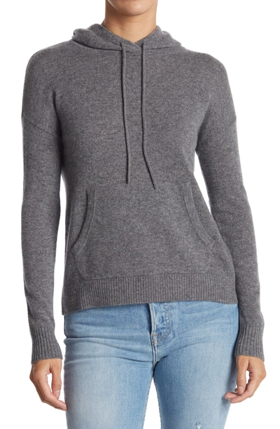Amicale Cashmere Jersey Pullover Hoodie In Med Grey