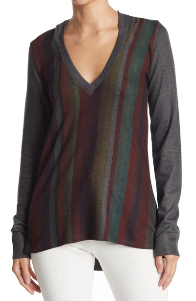 Go Couture Hooded Tunic Sweater In Camel Print 1