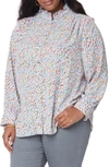 Nydj Plus Size Ruffle Neck Blouse In Canyon Geo