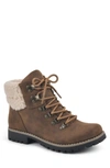 Cliffs By White Mountain Pathfield Knit Collar Lace-up Boot In Lt Brown/ Fabric/ Fleece