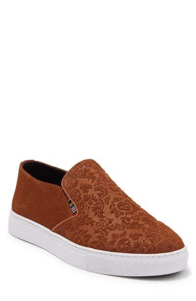 Robert Graham Athiri Paisley Leather Slip-on Sneaker In Cognac