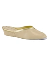 Jacques Levine Metallic Leather Wedge Mule Slippers In Ivory Gold