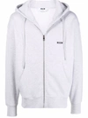 Msgm Logo-print Drawstring Hoodie In Grau