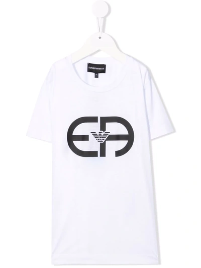 Emporio Armani Kids' Logo-print T-shirt In 白色