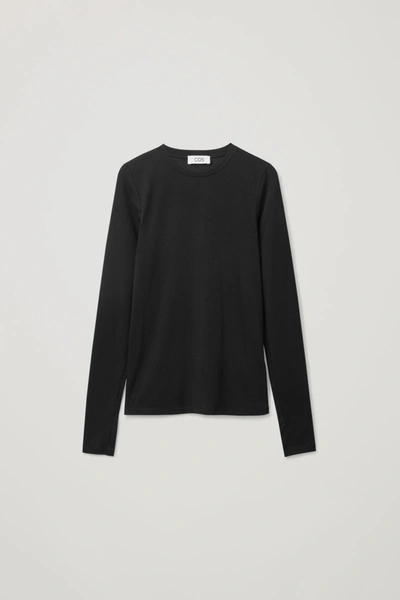 Cos Slim-fit Long-sleeve Top In Black