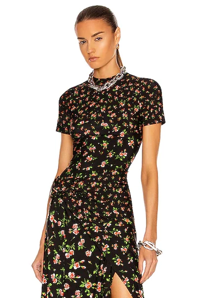 Paco Rabanne Floral Top In Black Pluie De Roses