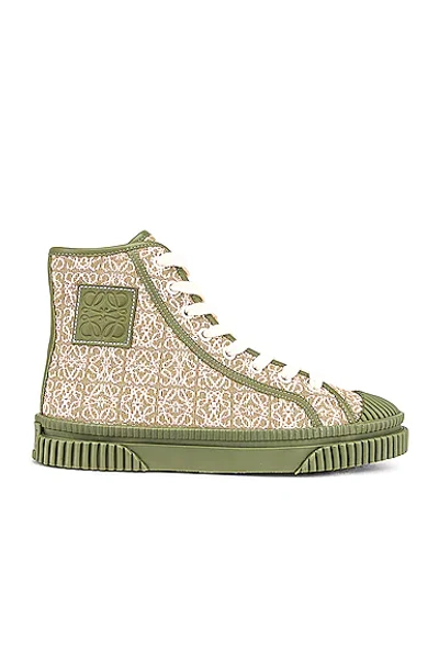 Loewe Anagram Jacquard Canvas High-top Sneakers In Green