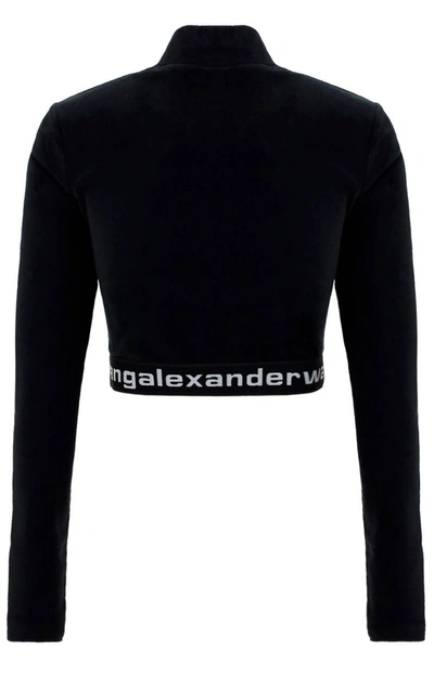 Alexander Wang Logo-tape Long-sleeve Top In Black