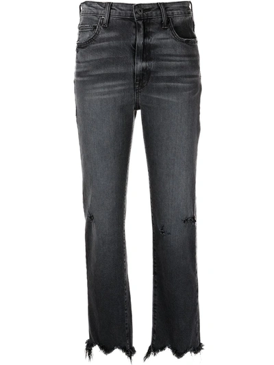 Jonathan Simkhai Standard River High-rise Distressed Stretch Straight-leg Jeans In Vintage Noir