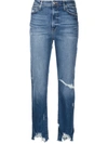 Jonathan Simkhai Standard River High Waist Distressed Straight Leg Jeans In Distressed Atlantic