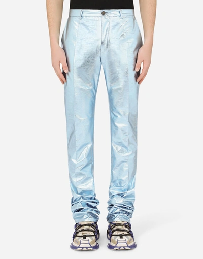 Dolce & Gabbana Laminated Stretch Technical Fabric Pants In Multicolor