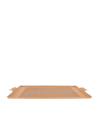 Kaymet Pressed Rubber Grip Serving Tray (32.5cm X 53.5cm) In Rose Gold