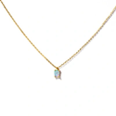 Little Sky Stone Tiny Baguette Opal 14k Gold Necklace
