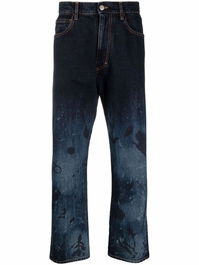 Marni Acid Wash Wide-leg Jeans In Blue
