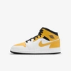 Jordan 1 Mid Big Kids' Shoes In White,black,university Gold