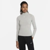 Nike Sportswear Collection Essentials Women's Long-sleeve Mock Top In Dark Grey Heather,white