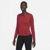 Nike Therma-fit One Women's Long-sleeve Top In Pomegranate,black